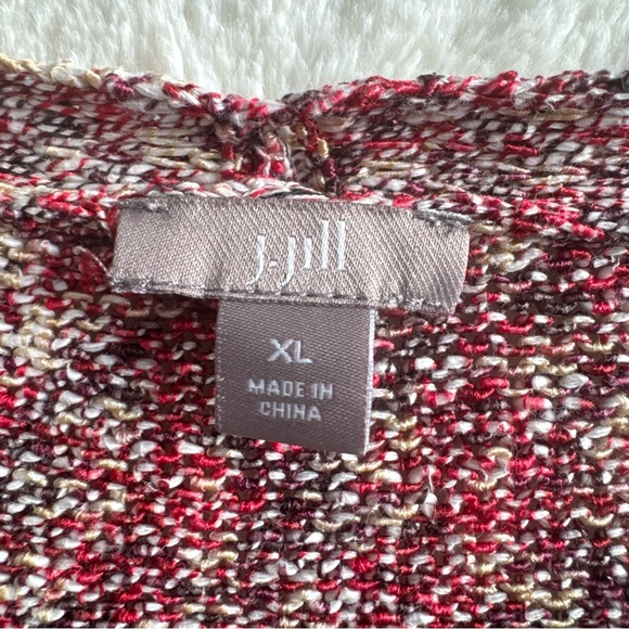 J. Jill Cardigan Women's XL Red Cotton Blend Knit Open Grandmacore Casual Boho - Picture 4 of 8